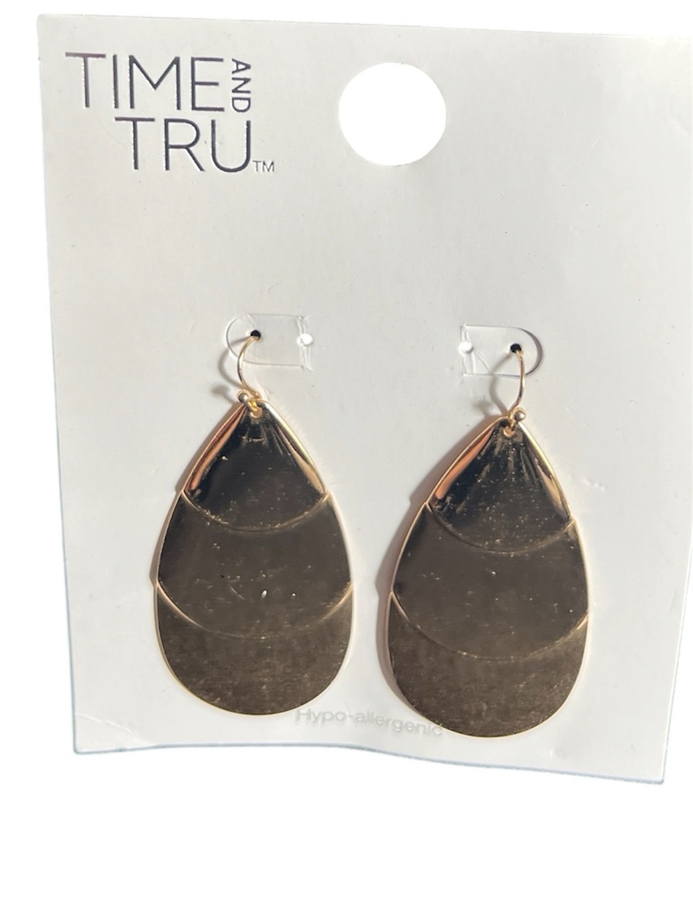 Time and Tru Gold Layered Teardrop Dangle Earrings